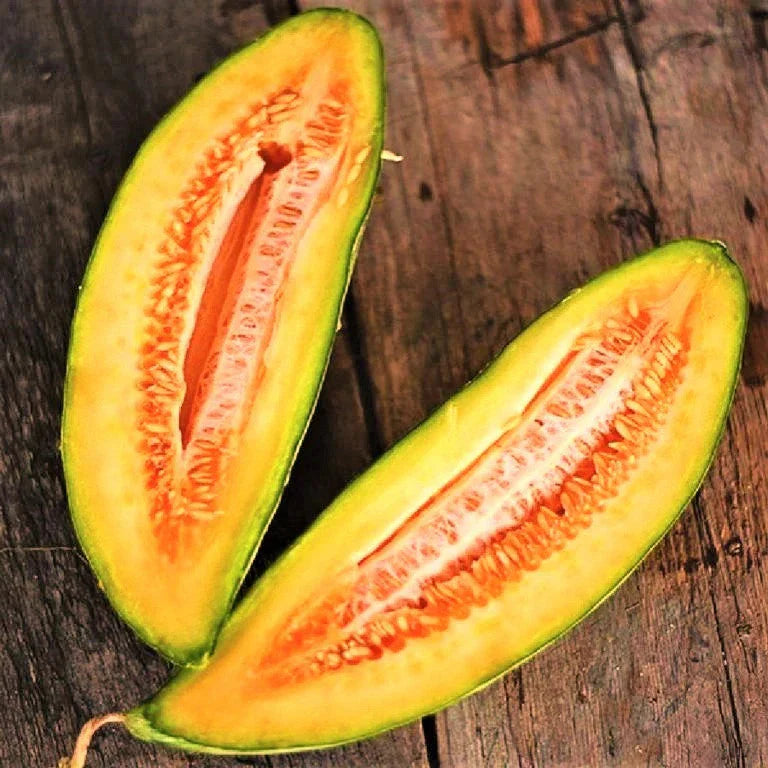 Banana Cantaloupe Seeds - Heirloom Orange Flesh - Cucumis Melo - 2025 Planting
