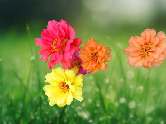 100 Bright Mix Moss Rose Seeds | Portulaca Grandiflora | Perennial Ground Cover | Vibrant Summer Blooms