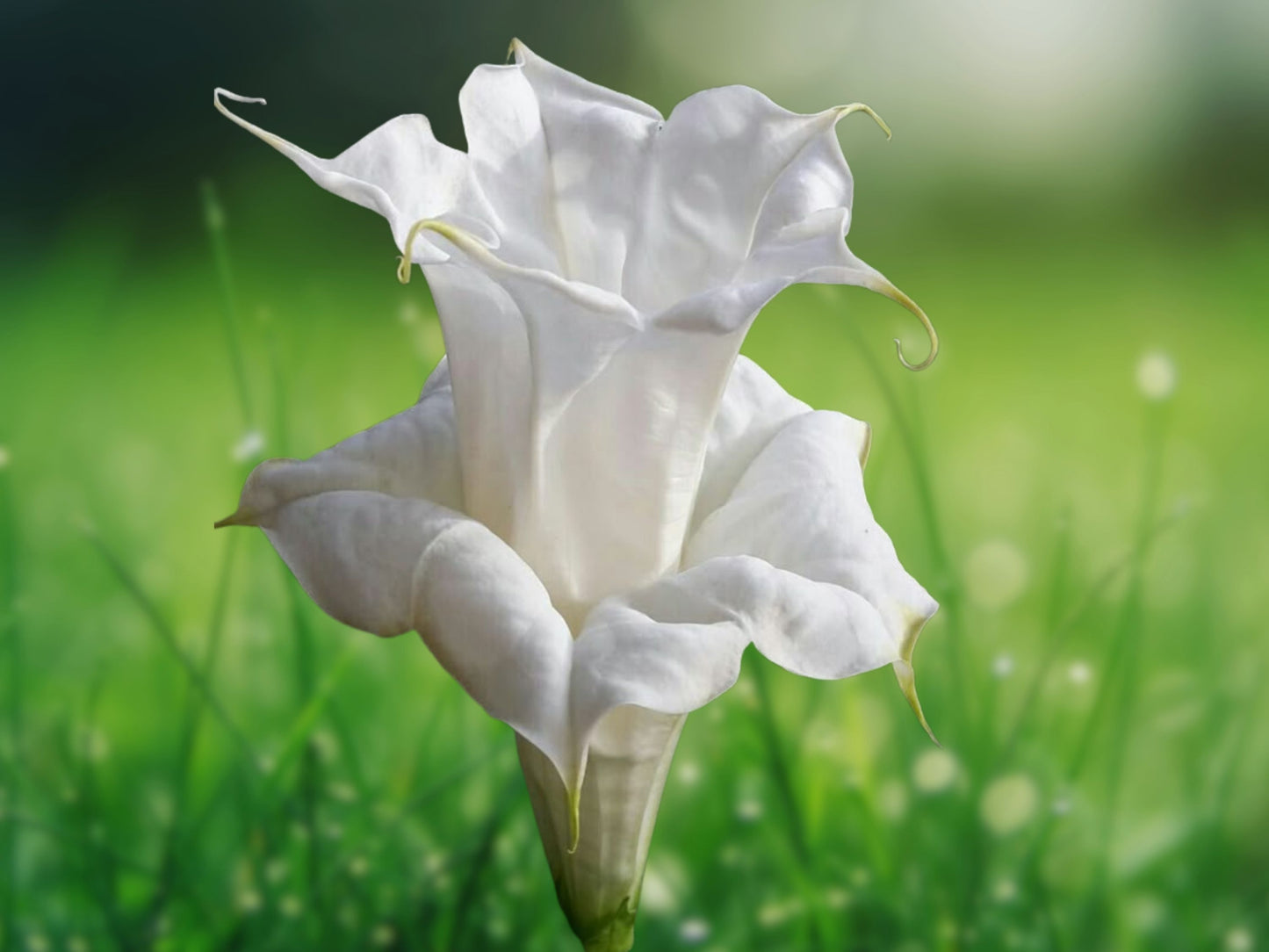 10 Seeds Pearl White Angel Trumpet (Brugmansia) Fragrant Night Blooming Tropical Flower