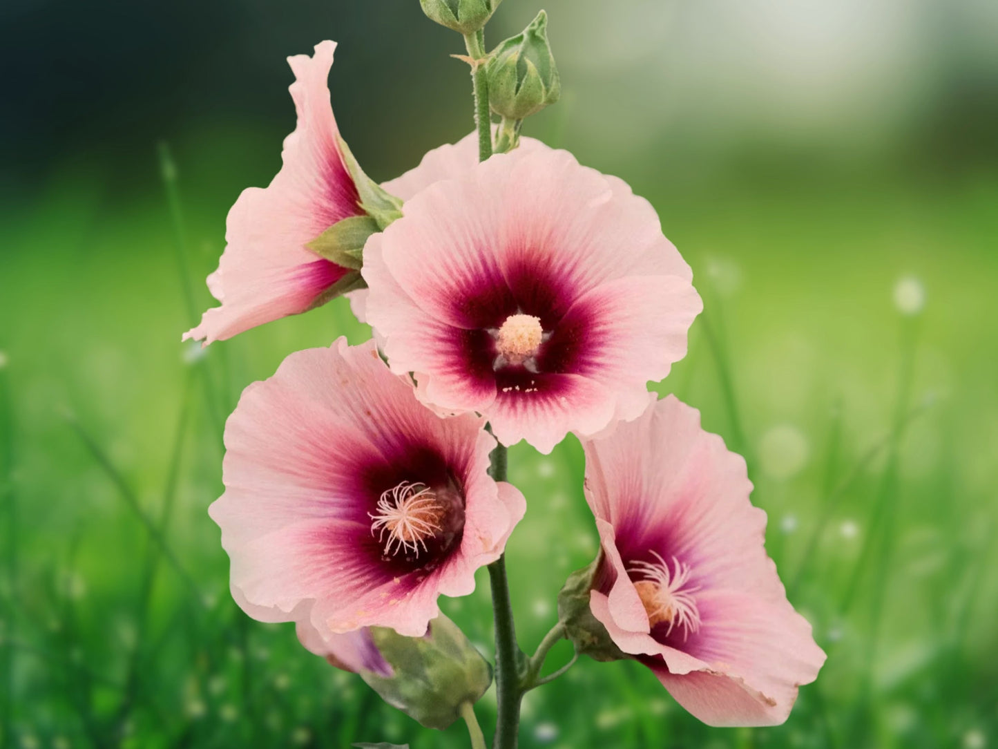 25 Mixed Pink Hollyhock Seeds - Light & Dark Pink Perennial Flowers, Heirloom