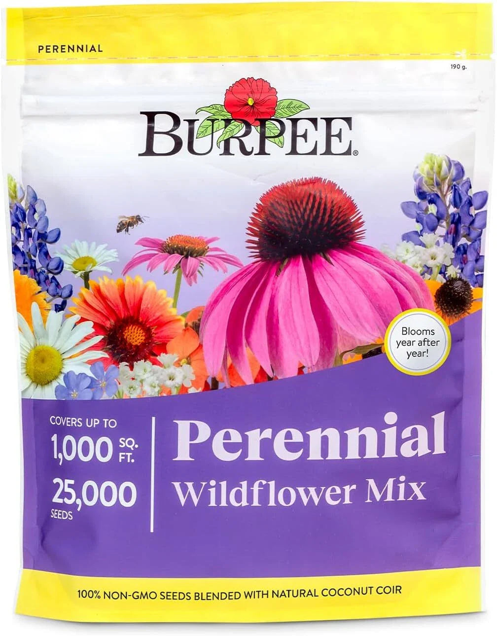 Wildflower Seeds Bulk 25,000 Count | 18 Varieties Non-GMO Flower Seeds for Pollinators