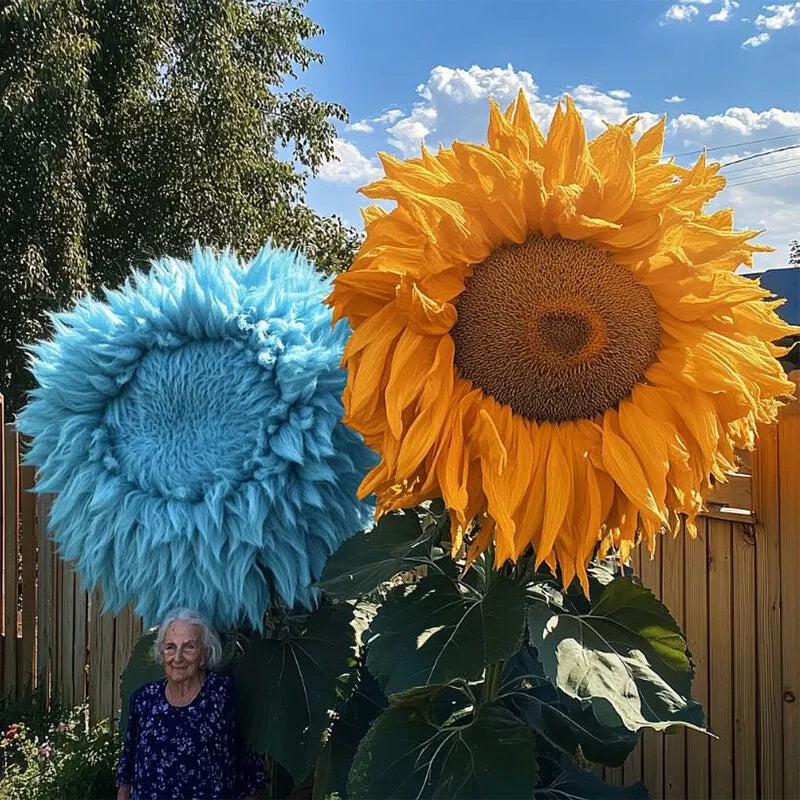 Giant Teddy Bear Sunflower Seeds - 50pcs Blue & Yellow - Helianthus annuus