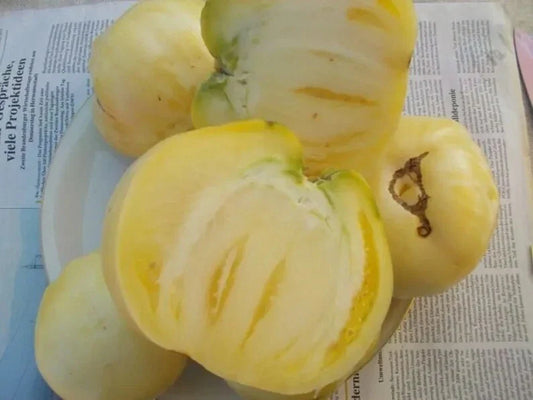 Great White Tomato Seeds - Heirloom Organic - Rare Beefsteak Variety - 30+ Seeds